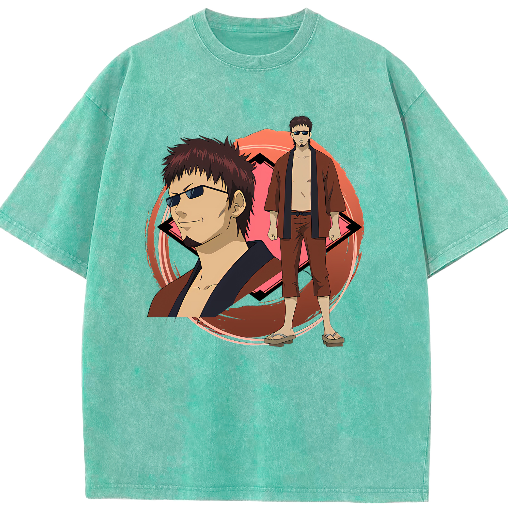（画像用） ぎんたま 坂田銀時（さかたぎんとき） 神楽 志村新八（しむら しんぱち） GINTAMA Sakata Gintoki Kagura Shimura Shinpachi 綿100% ヴィンテージ風 半袖Tシャツ（フロントプリント）